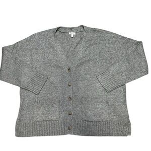 Ella Moss Women’s Large Gray Green Button-Up Cardigan Relaxed Boyfriend Fit